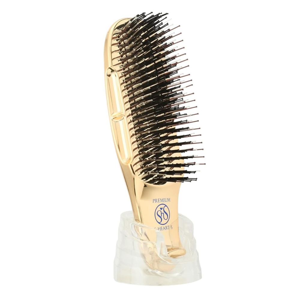 S·HEART·S World Premium Short Scalp Brush Gold | 572 Pins – Japanese Haircare