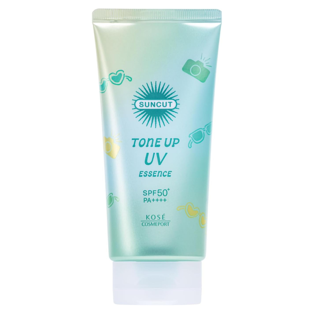 KOSE Suncut Tone Up UV Essence 80g SPF50+/PA++++ | Color-Correcting Japanese Sunscreen