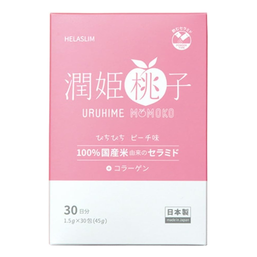 URUHIME MOMOKO Drinkable Ceramide Supplement 30 Sachets | Japanese Rice-Derived Oral Ceramide