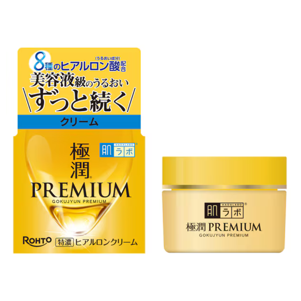 Hadalabo Gokujun Premium Cream – Feuchtigkeitscreme mit sieben Arten von Hyaluronsäure, 50 g