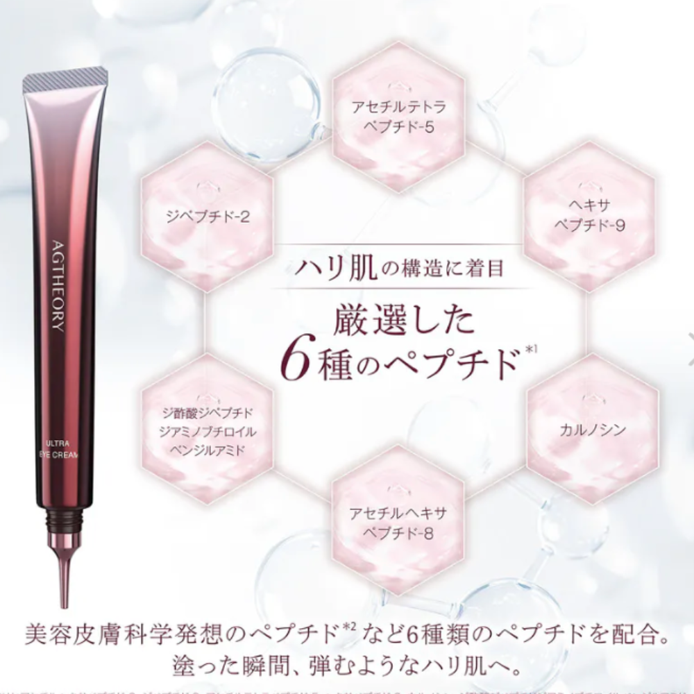 AXXZIA AGTHEORY Ultra Augencreme 15g | 6 Peptide + Dreifach-Kollagen-Augenbehandlung – Japanische Hautpflege