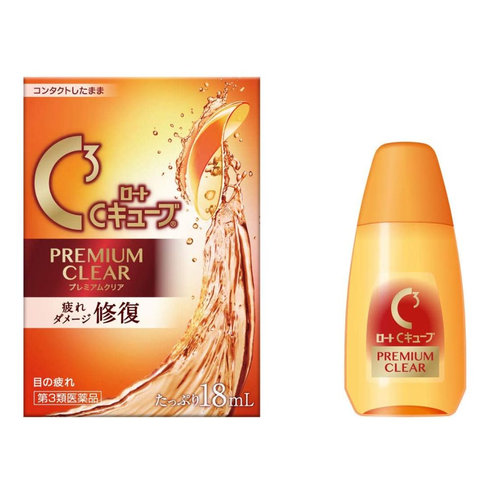 ROHTO with Cube Premium Clear- eye drops when wearing contact lenses with vitamin A, E and Taurin, 18ml