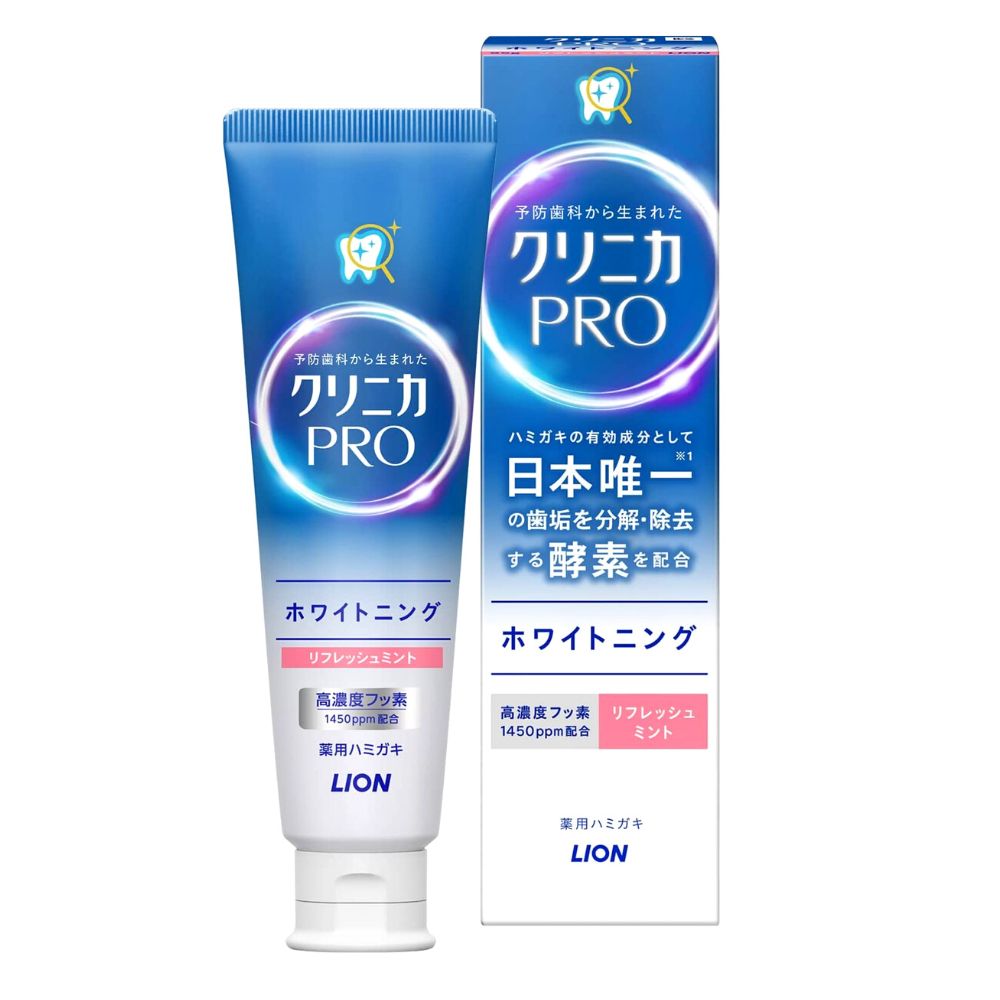 Lion Clinica Pro Whitening - Отбеливающая зубная паста с энзимами, мята, 95 г