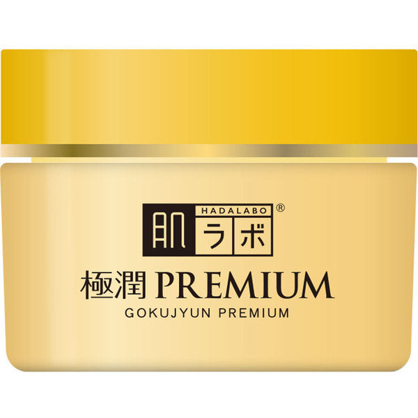 Hadalabo Gokujun Premium Cream - مرطب مع سبعة أنواع من حمض الهيالورونيك ، 50 غرام