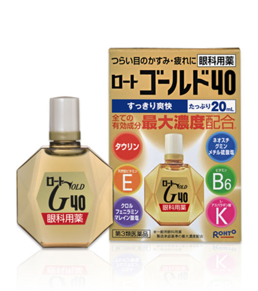 Rohto Gold 40 Cool - Глазные капли с 6 активными компонентами, индекс свежести 4, 20 мл