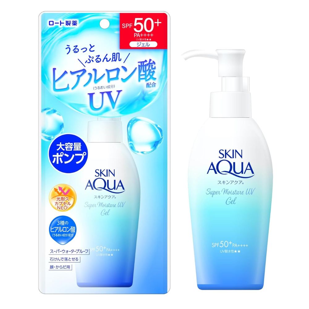 Skin Aqua Gel: gel de mazos solar con efecto impermeable SPF50+PA ++++, 140 g