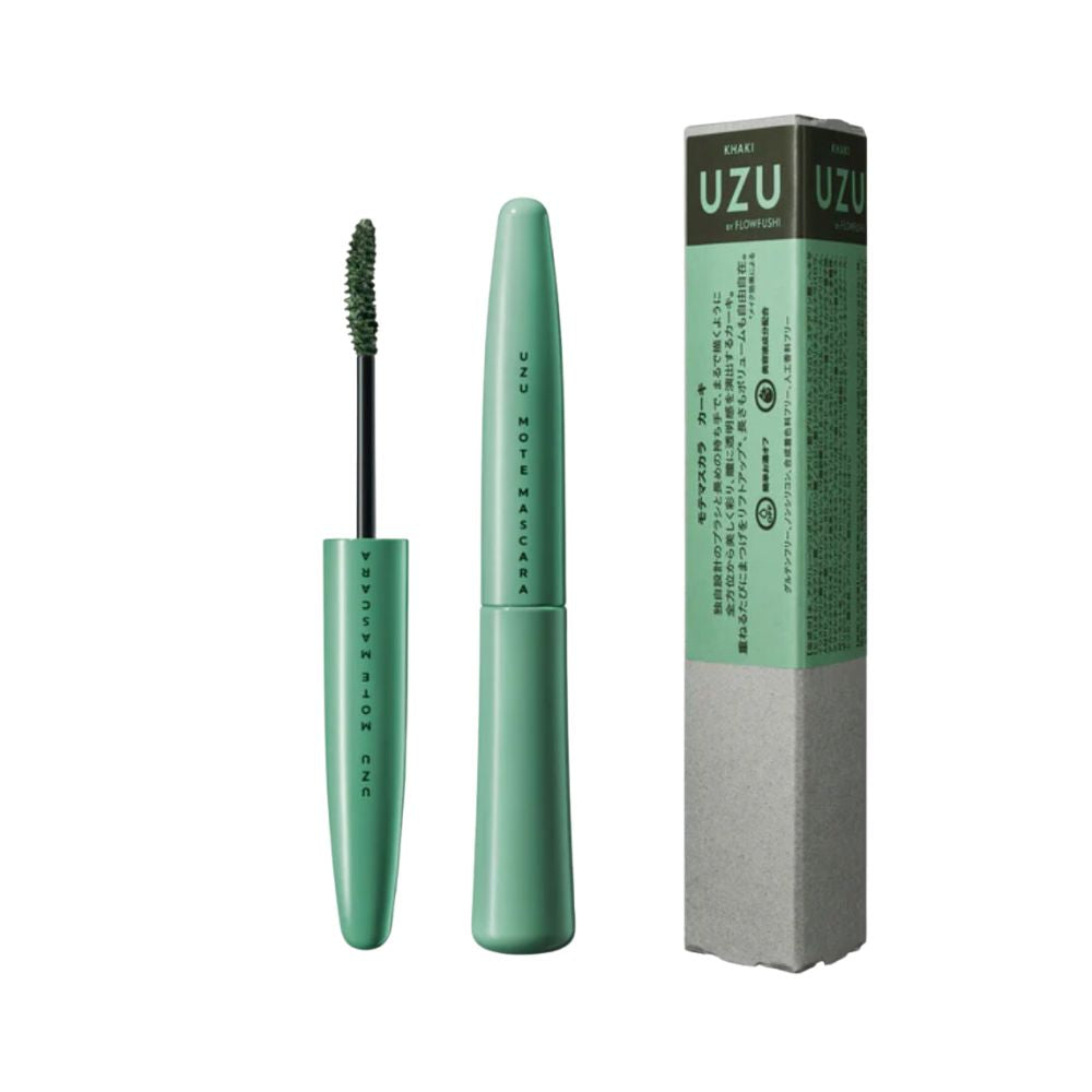 Mote Maskara Uzu is a lengthetic and giving volume mascara, khaki color.