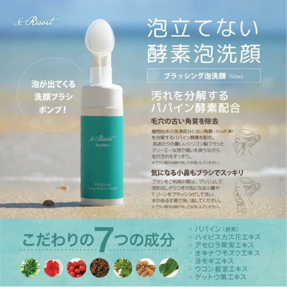 Ryu Spa Resort Washing Foam Wash - رغوة إنزيمية للغسيل بفرشاة السيليكون لتنقية المسام ، 150 مل