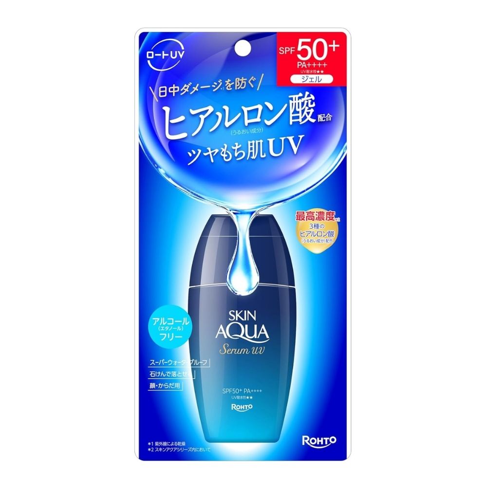 Rohto Skin Aqua Hyaluronic Serum UV - Sun -Sprotection Serum مع حمض الهيالورونيك SPF50+／ PA ++++ ، 70 جم.