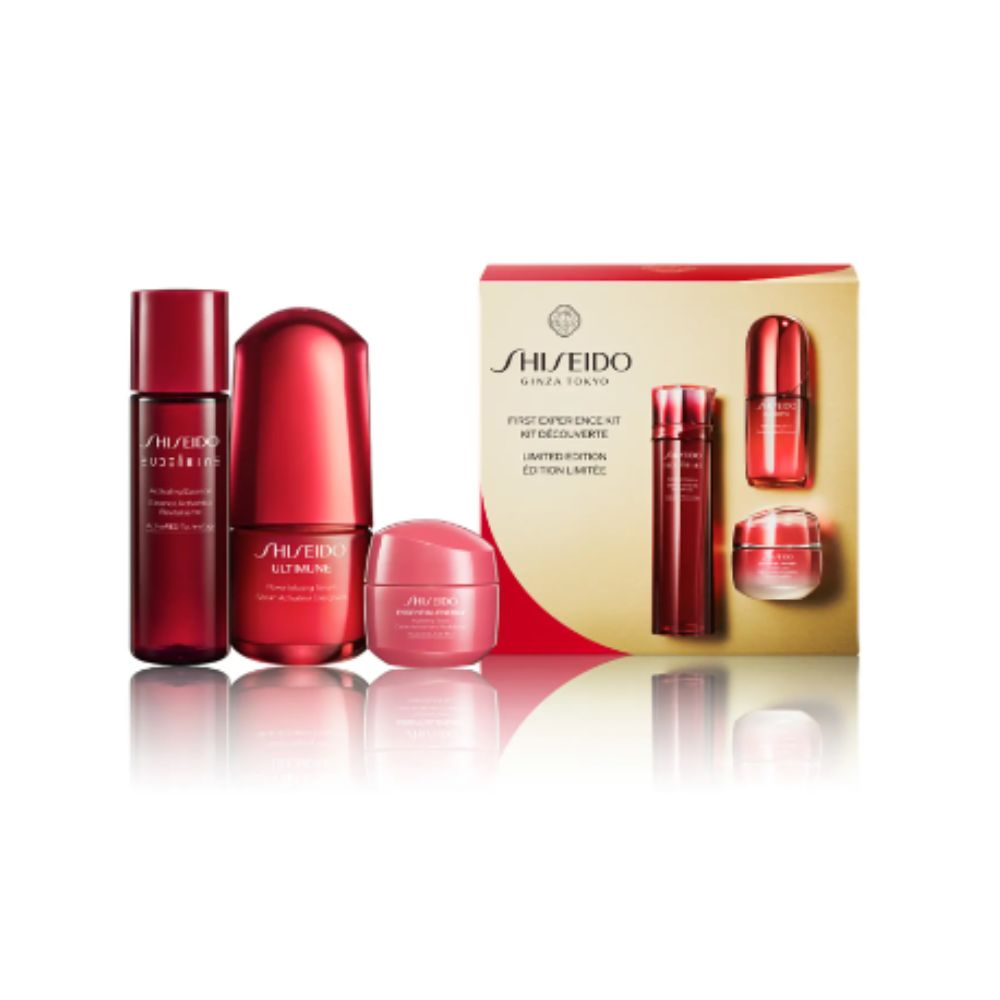Shiseido Beauty Flow 3-Step Trial Kit - Лимитированный пробный набор для сияния и жизненной силы кожи: лосьон 30 мл, сыворотка 15 мл и крем 15 г.