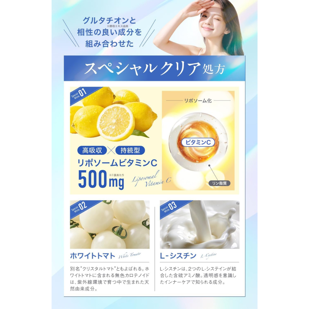 AlphaBety Liposomal Glutathione 1500mg – Japanese Supplement with Vitamin C, White Tomato & NMN