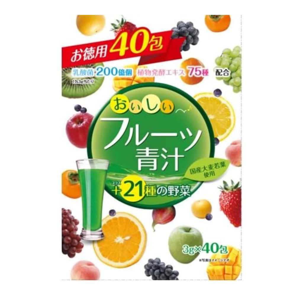 Yuwa Fruit Aojiru - fruit aodzira with lactic acid bacteria, 75 species of fermented plant extracts and 21 species of vegetables, 40 pcs