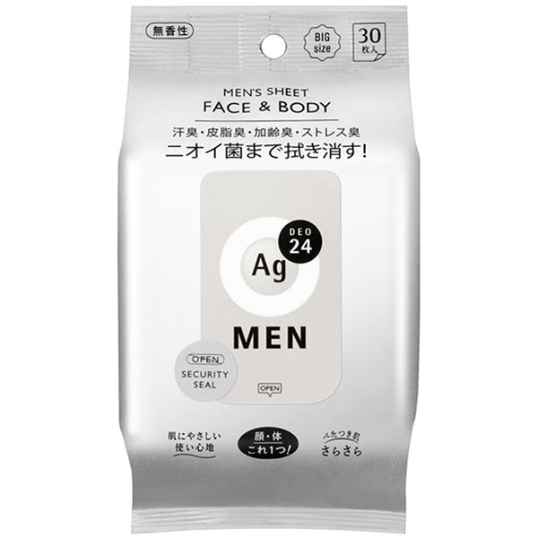 Shiseido Ag Deo24 - Салфетки с дезодорирующим эффектом, для мужчин, без запаха, 30 шт